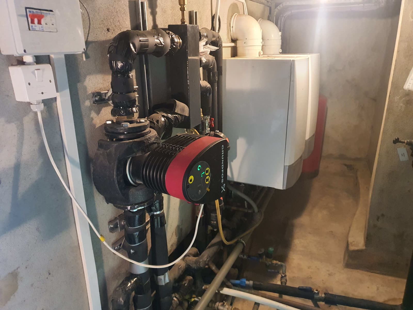 A boiler installation, pipework tidy and accessible.